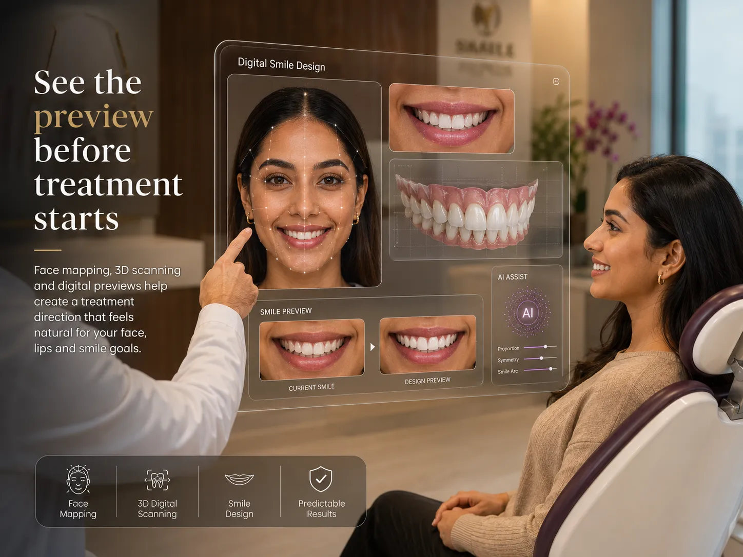 Digital Smile Design patient preview with AI planning