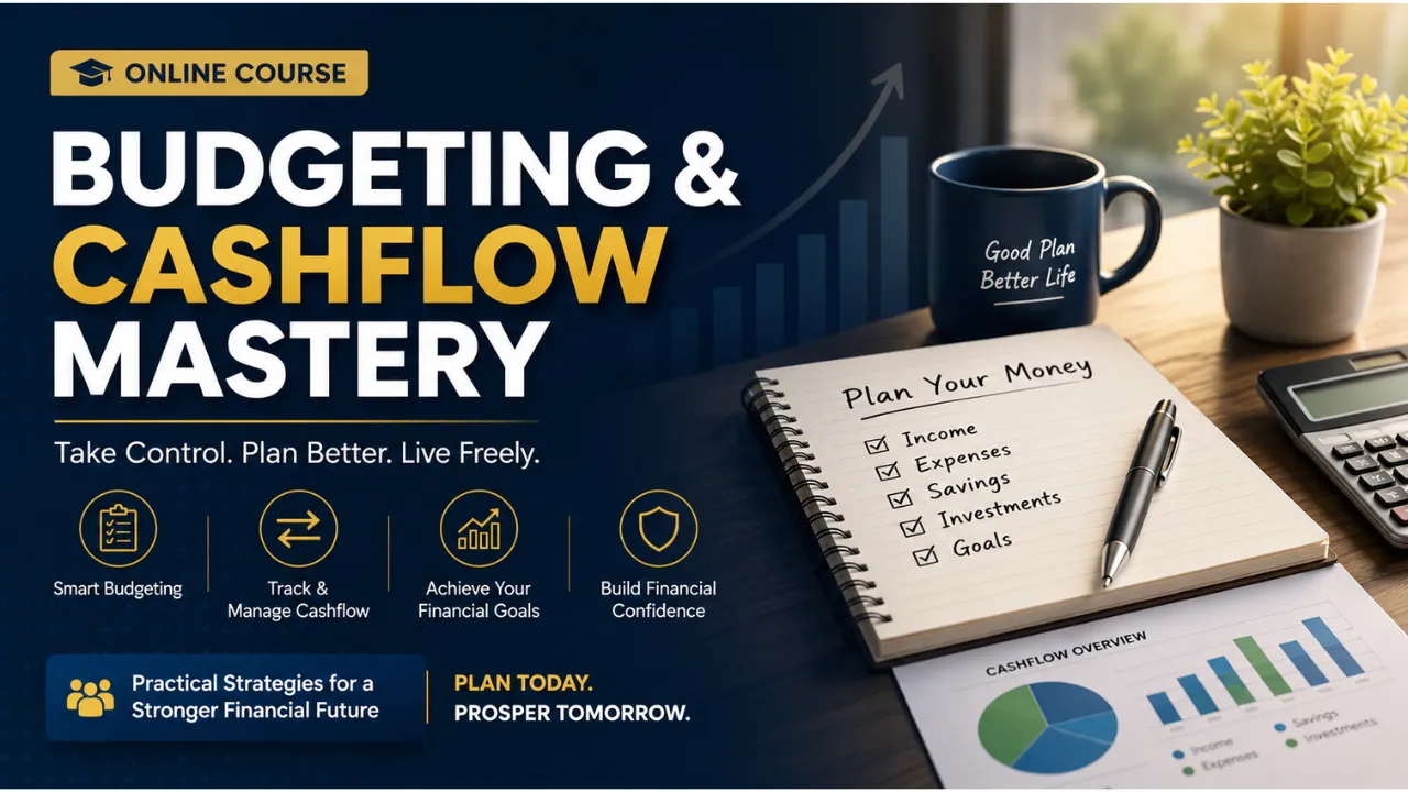 Cashflow Mastery course preview focused on managing income, expenses, and monthly cash flow