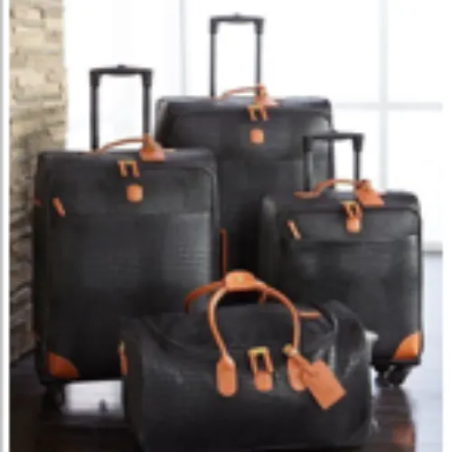 Premium luxury leather duffel bag with polished hardware and structured silhouette