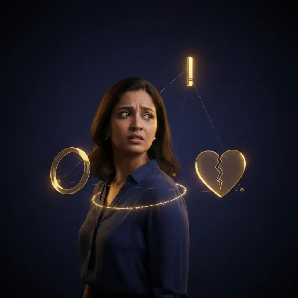 Woman reflecting and recognizing disconnection