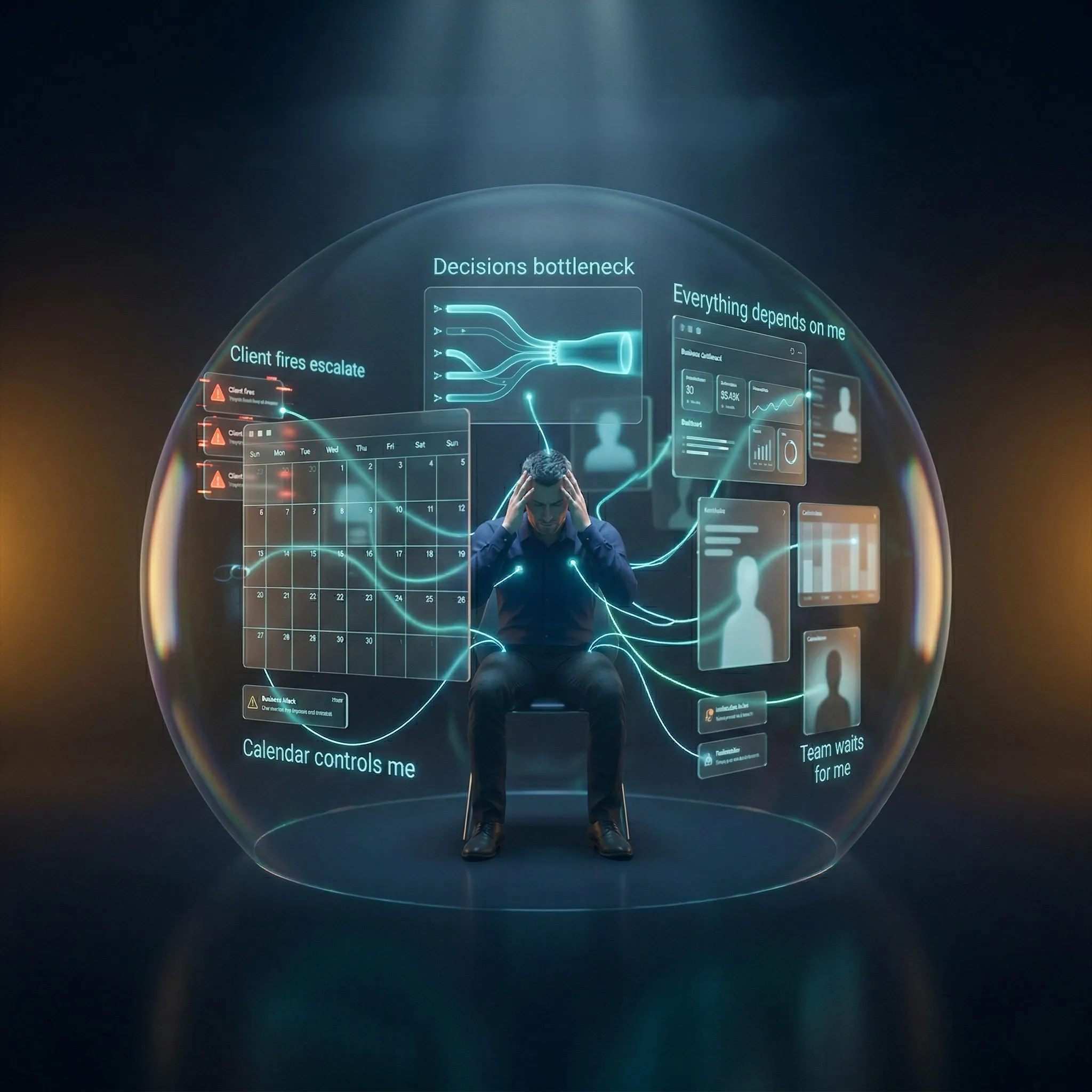 Stressed founder at desk