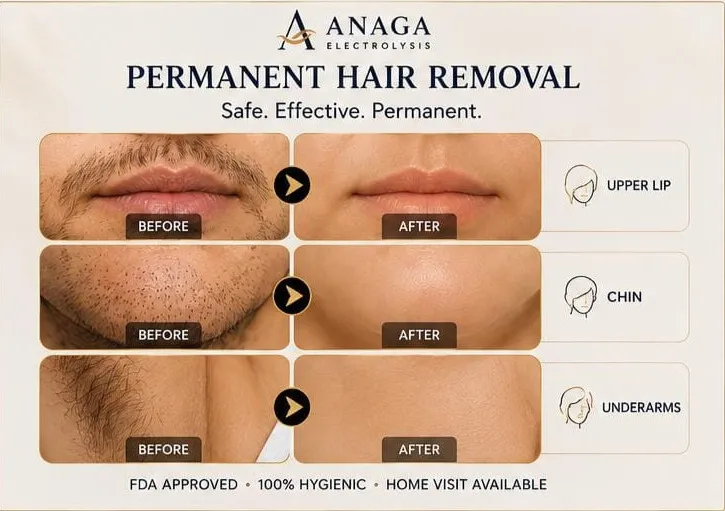 Indian woman showing unwanted chin hair growth problem area