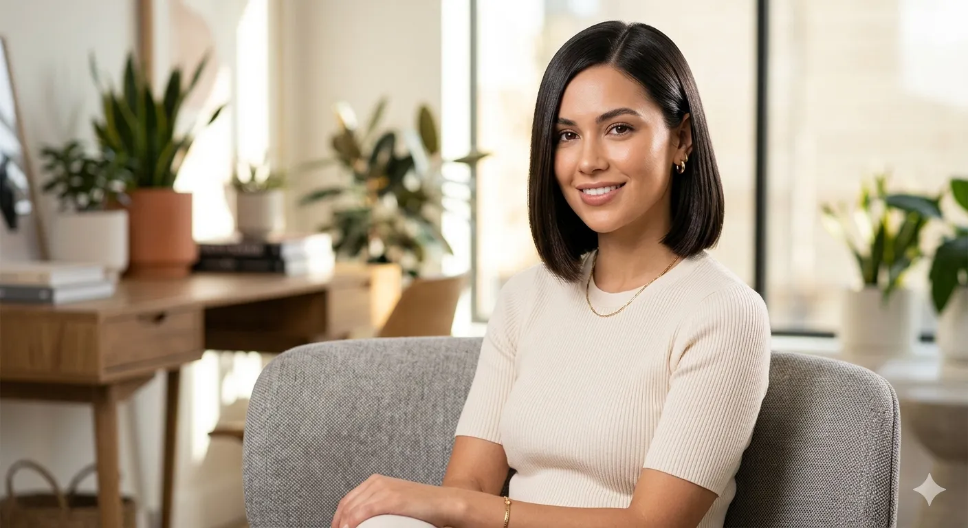 Classic bob haircut with shine