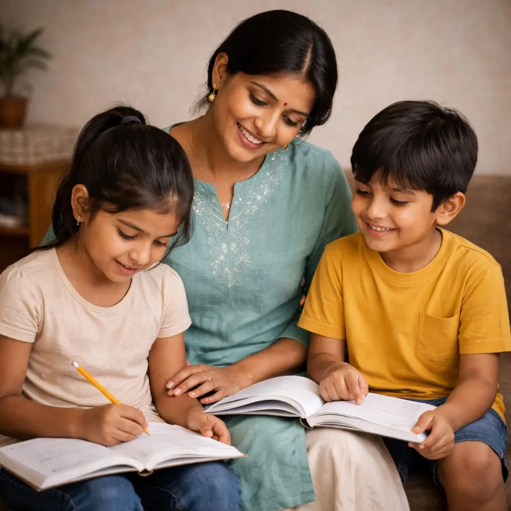 A contemplative woman with glasses gazing upwards in a black and white portrait.
