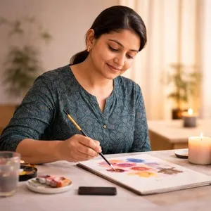 Calm, relaxed woman in a peaceful setting