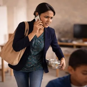 Overwhelmed, busy woman, stressed with work and life