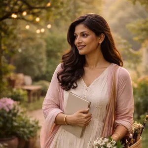 Calm, confident woman in a soft natural setting