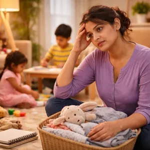 Overwhelmed, busy woman, stressed with work and life