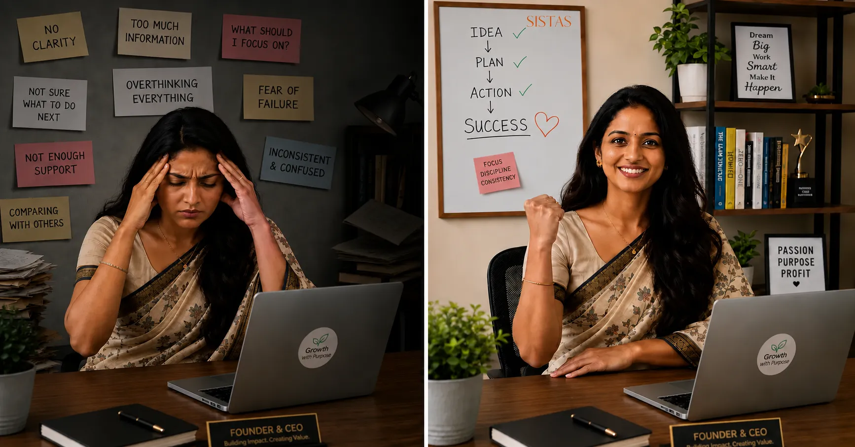 Three women engaged in creative fashion work on laptops and clothing design indoors.