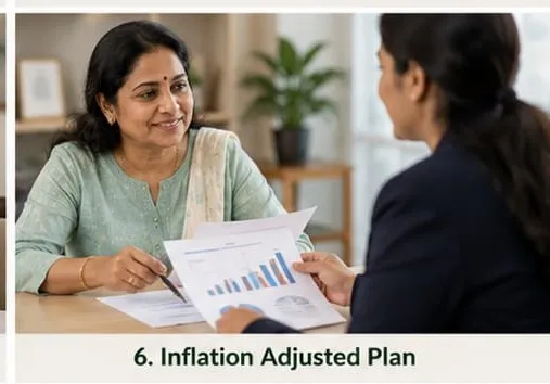 Professional woman planning monthly budget with laptop and financial planner.