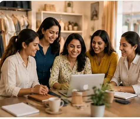 Smart Indian woman business owner working confidently