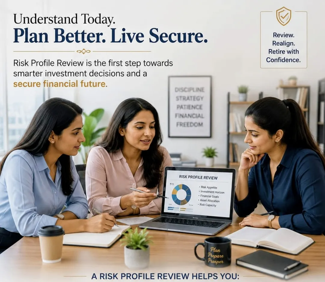Woman advisor explaining risk profile and portfolio protection during retirement planning
