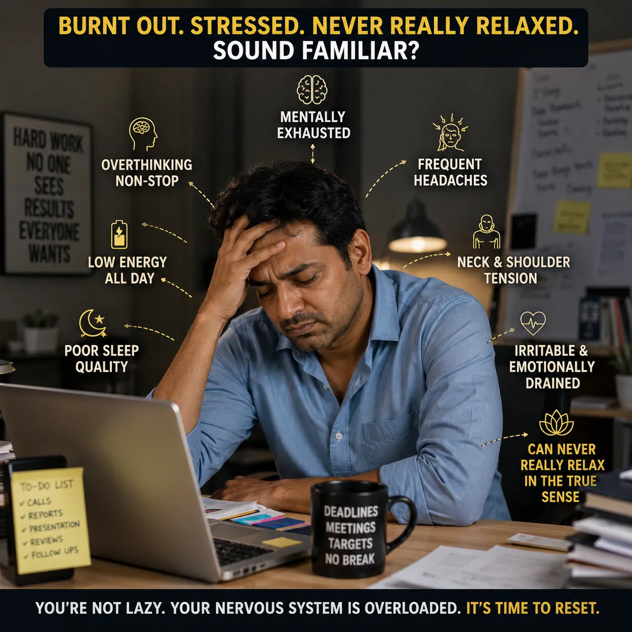 Person feeling mentally overloaded and emotionally exhausted