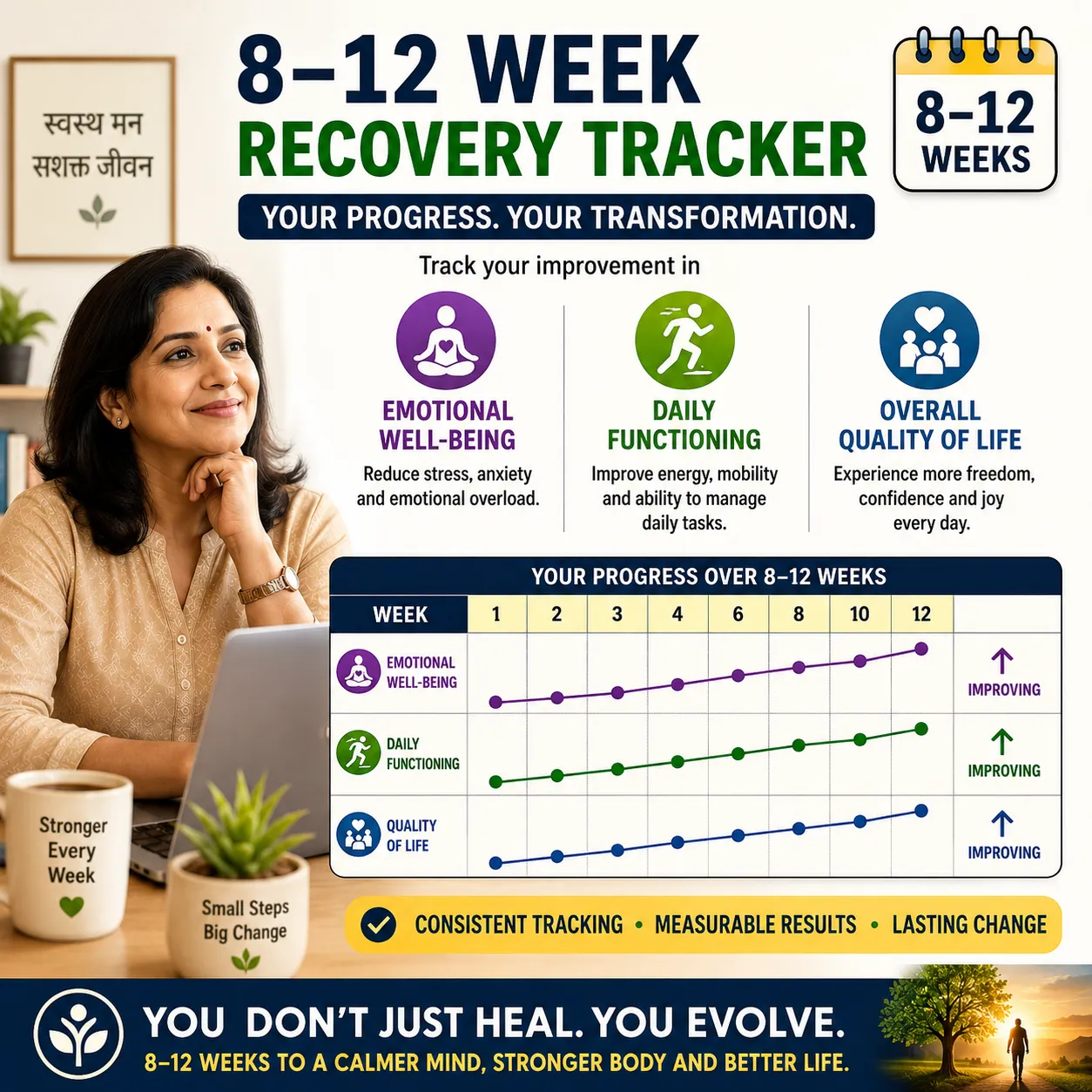 Clinical dashboard with longitudinal recovery metrics