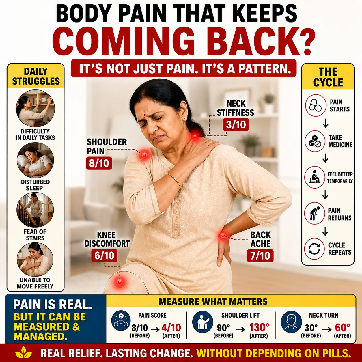 Professional experiencing neck, shoulder, and back pain during work