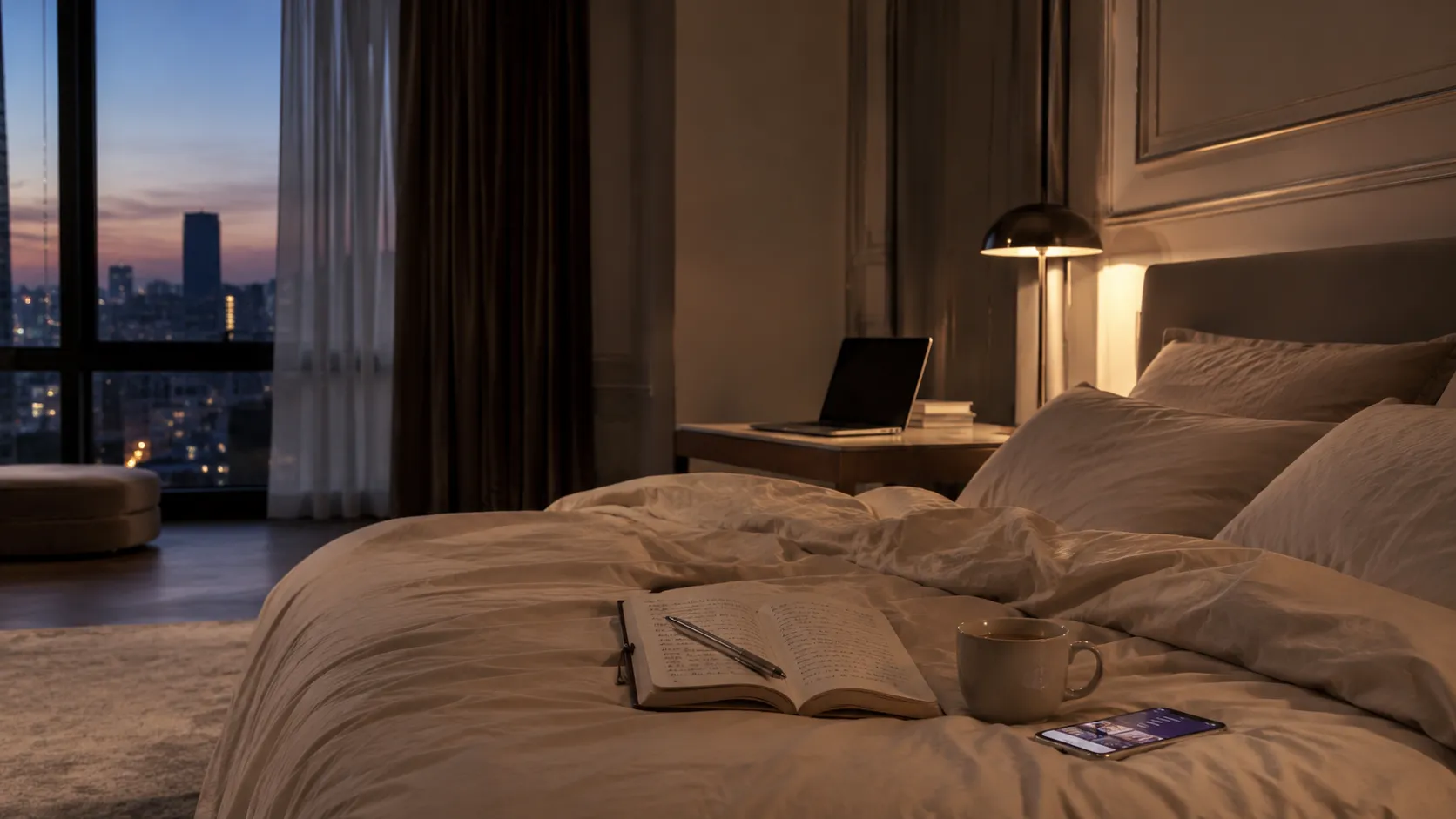 A woman adjusts candles indoors