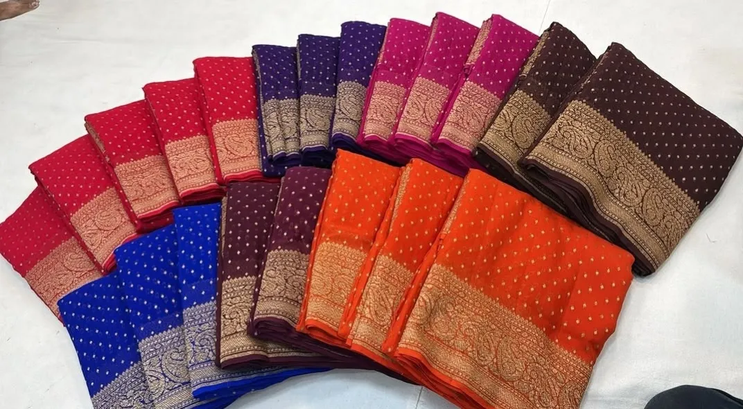 Lightweight saree drape on model