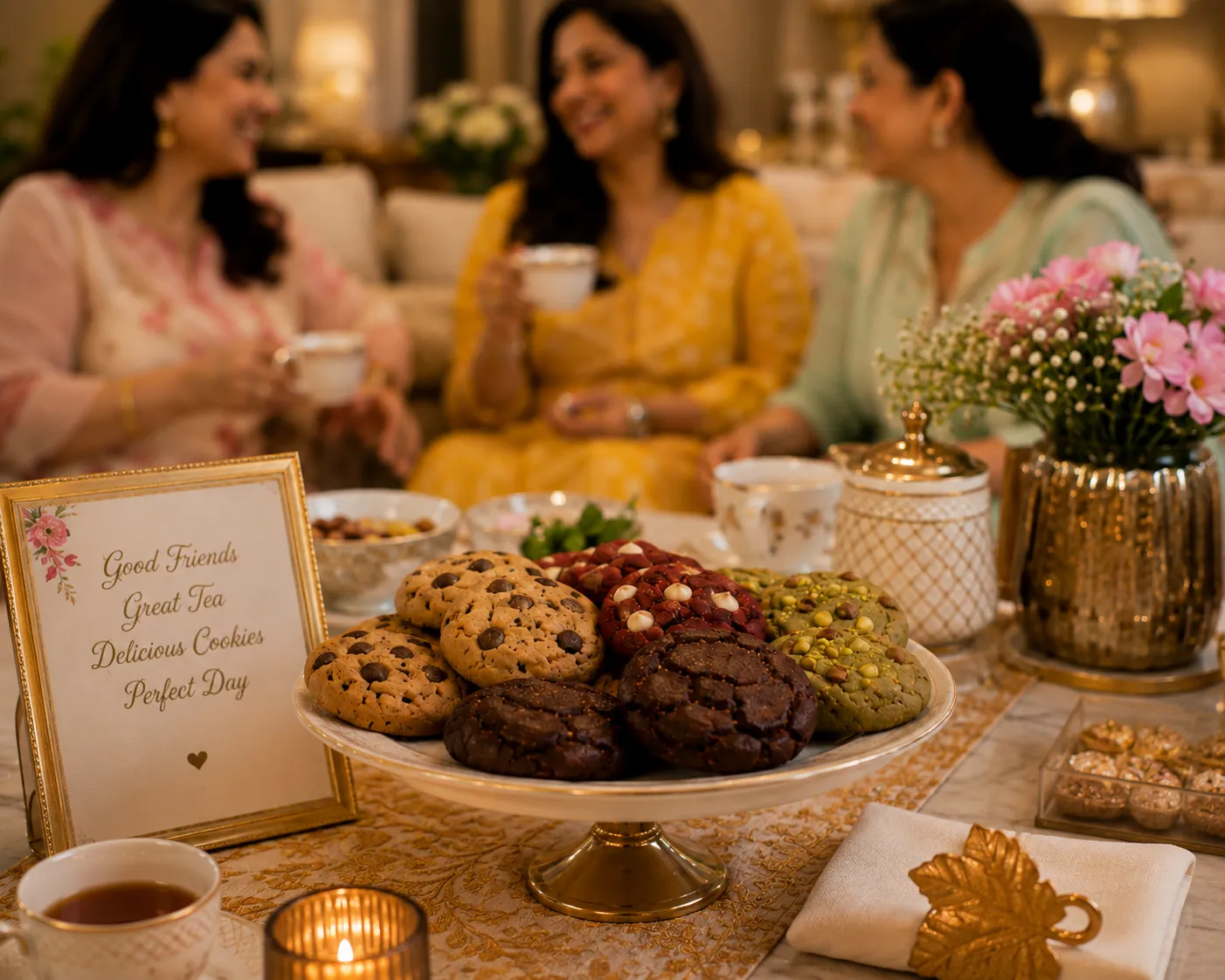 A joyful family gathering around a birthday cake in a modern kitchen setting.