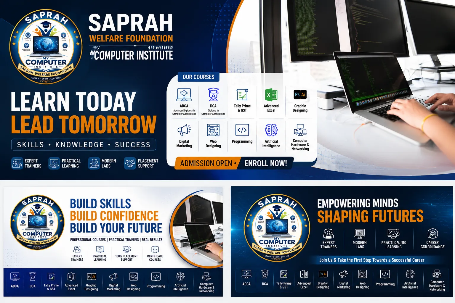 Students learning practical computer skills in a modern classroom
