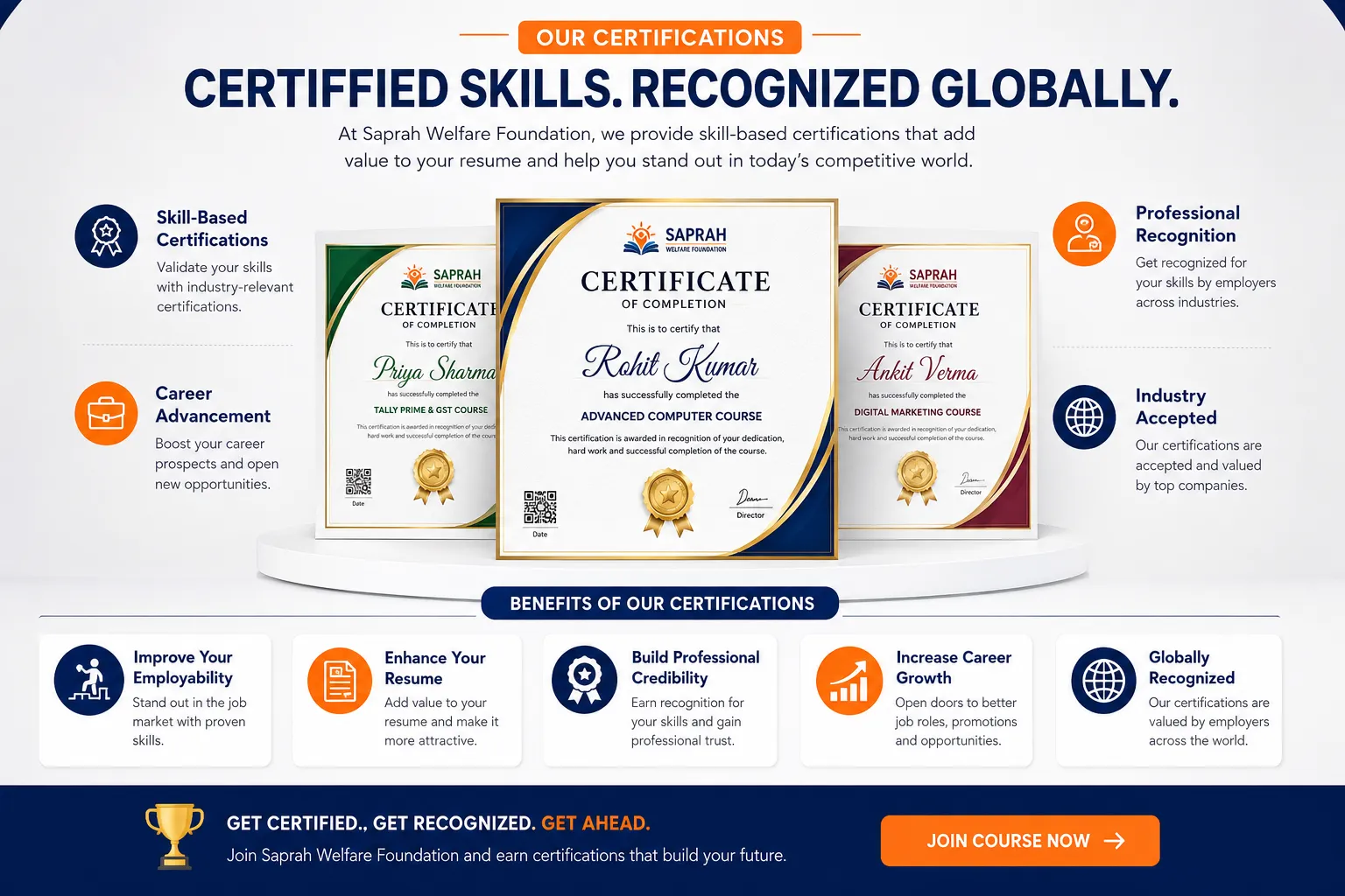 Student receiving a skill-based certification after practical computer training