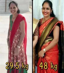 After: Woman, 54kg, in sportswear