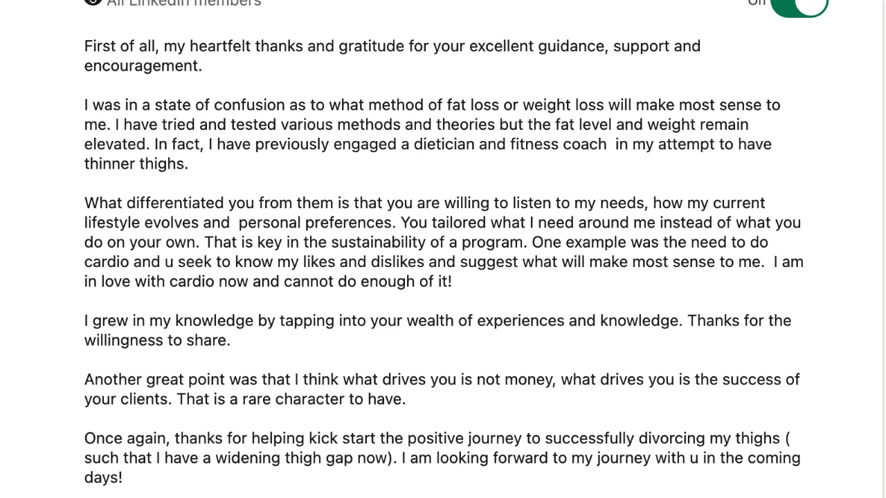 Client testimonial