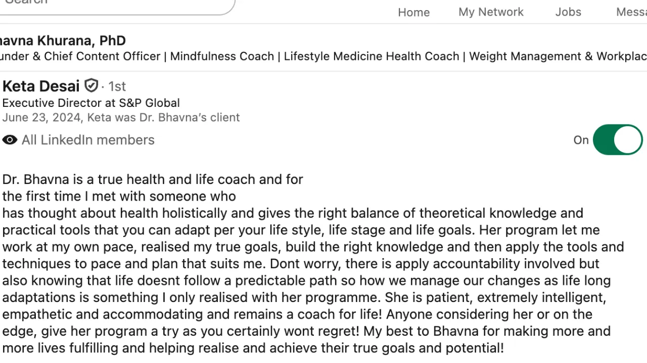 Client testimonial