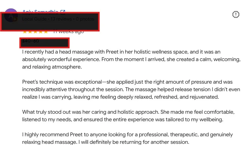 Client review result image for personalised care
